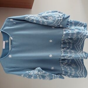 Ana & Rose Embroidered Chambray Tunic Top Size 1X